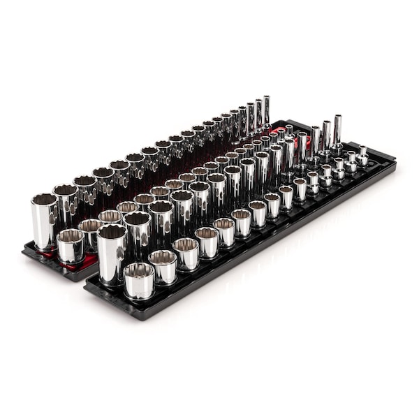 3/8 Inch Drive 12-Point Socket Set with Rails, 68-Piece (1/4-1 in., 6-24 mm)